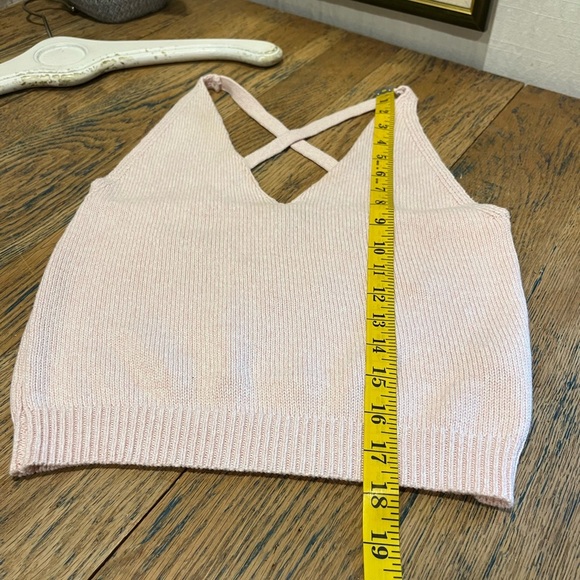 🩷 OREVER 21 | Light Pink Ribbed Knit Crop Top - Size M - Picture 6 of 7